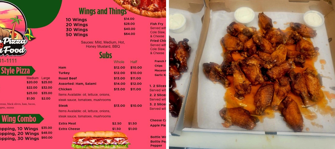 Buffalo Pizza & Island Food Menu