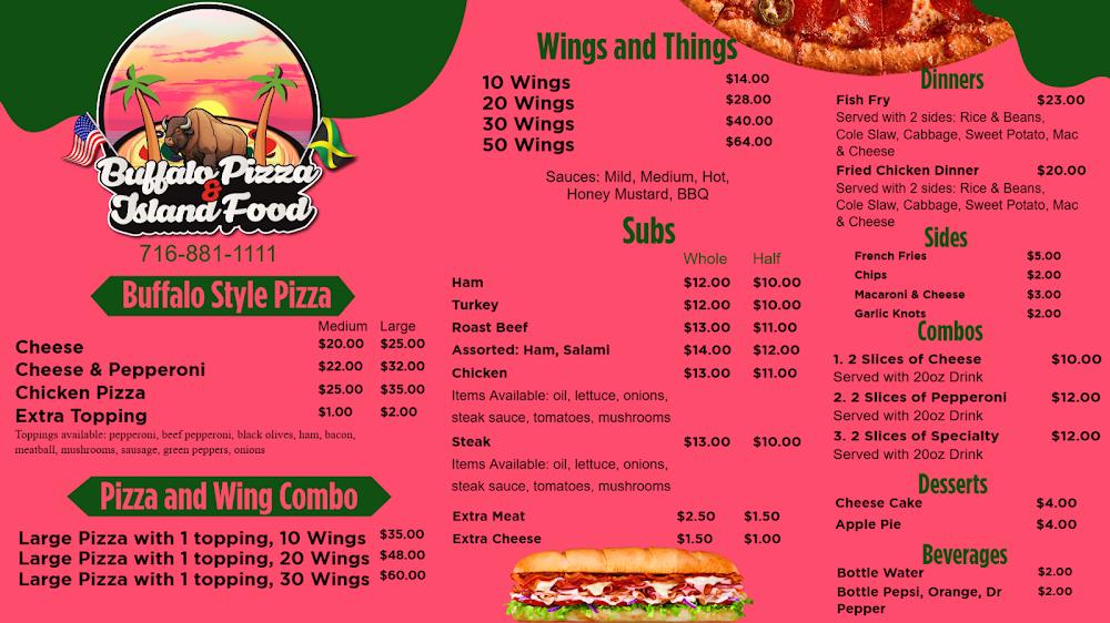 Buffalo Pizza & Island Food Menu image 1