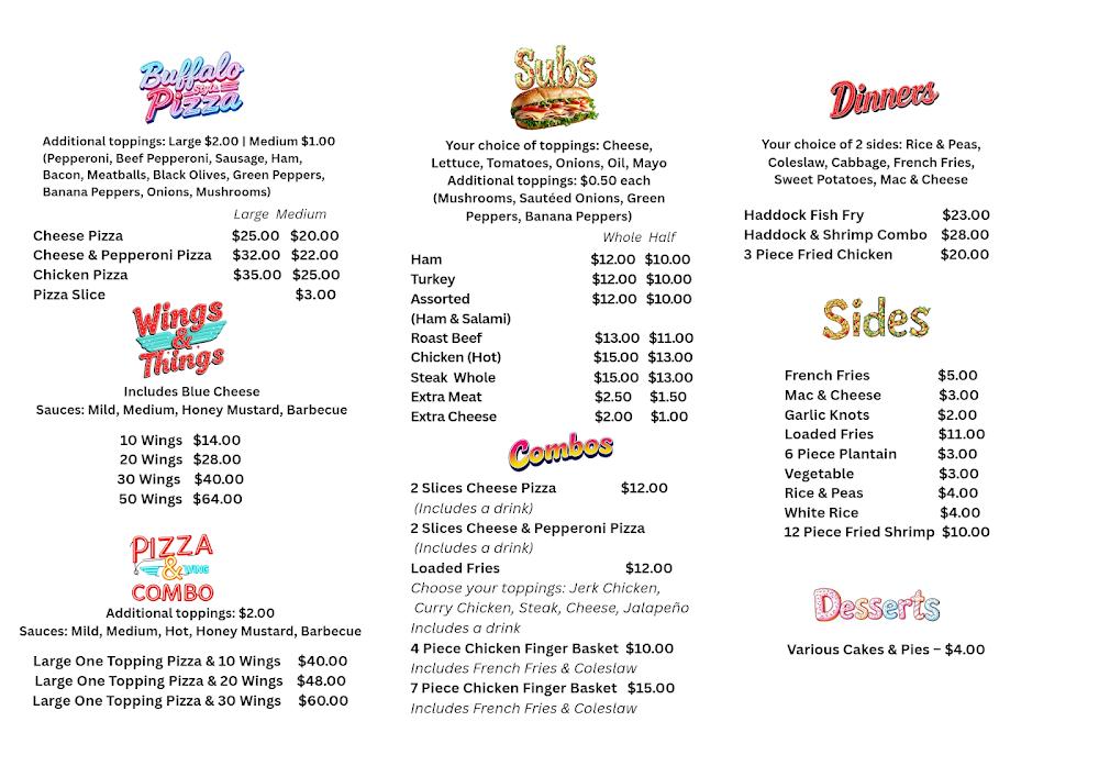 Buffalo Pizza & Island Food Menu image 4